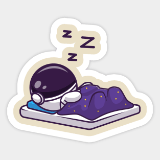 Cute Astronaut Sleeping With Blanket Space Cartoon Sticker